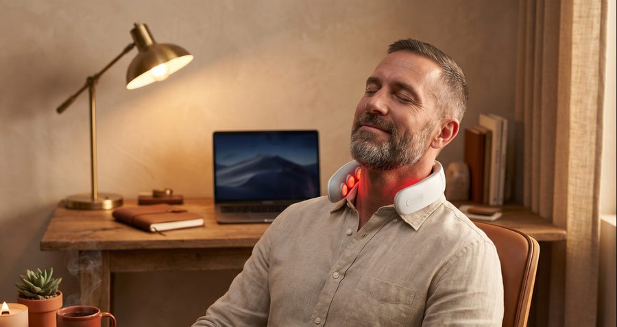 Homme au bureau utilisant NÜVA après une journée de travail